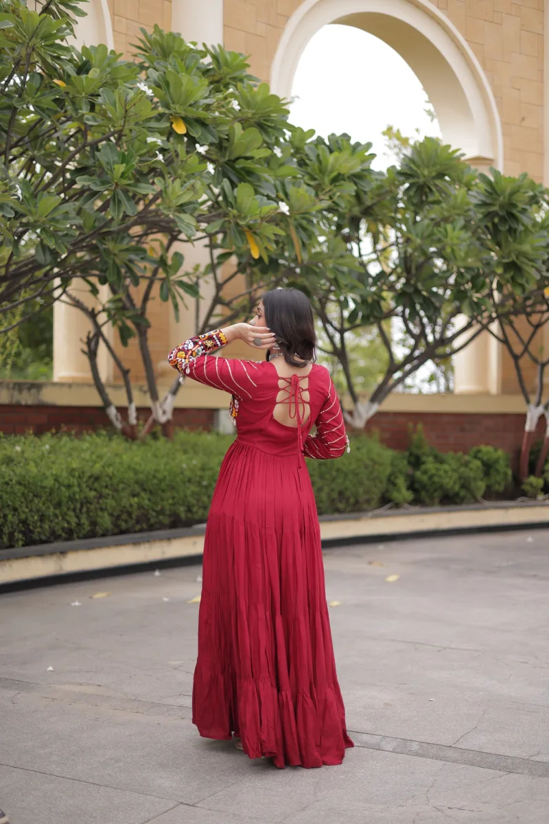 Lw 9355 Rayon With Gamthi Embroidered Work Navratri Gown Collections